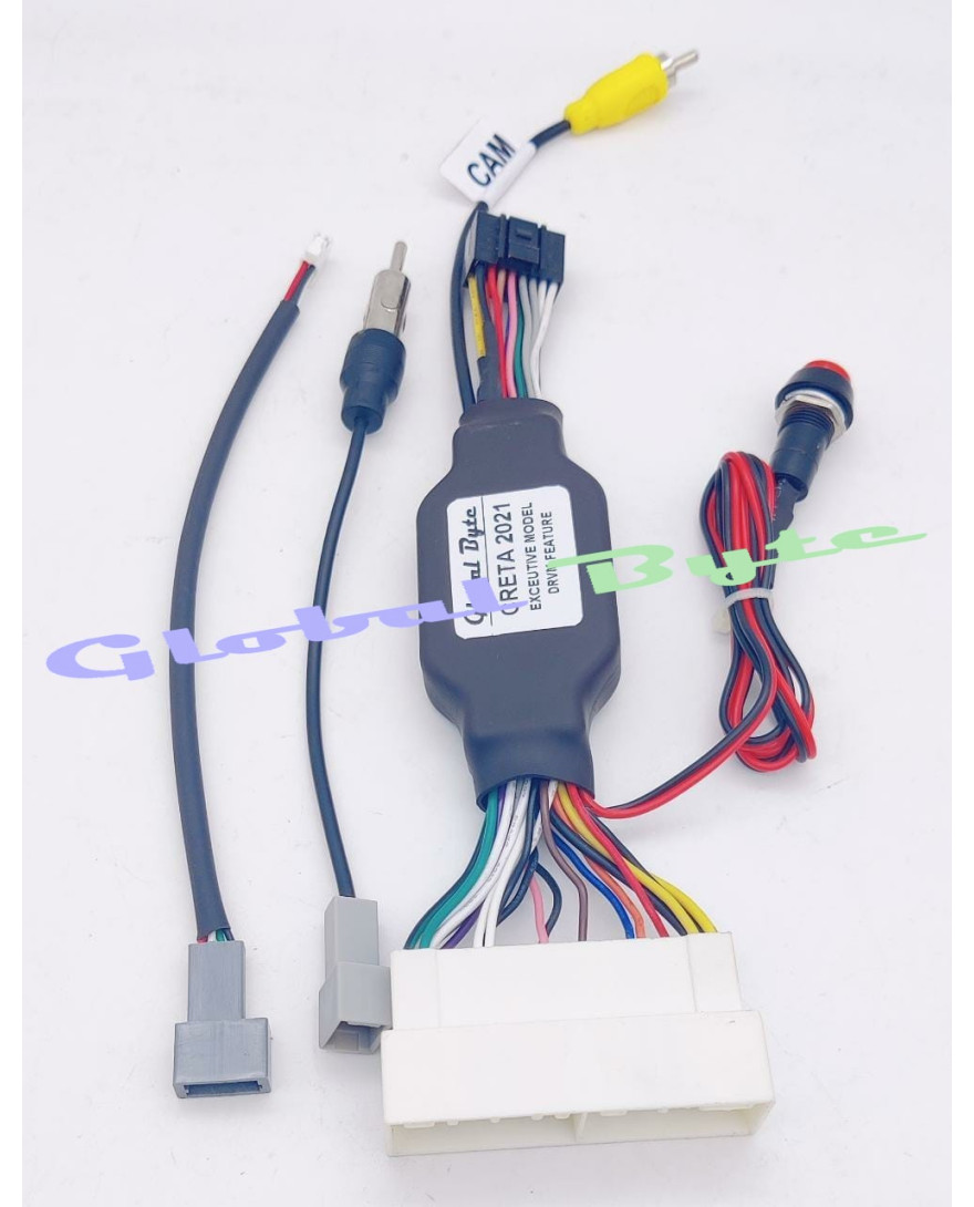 Global Byte Android Harness Suitable for Hyundai Creta 2021 Executive Model for Retention of OEM Moving Line Camera, USB & FM Anteena Pin with Additoional DRVM Feature | CO/AD-HY/CRT21-EX/DRVM